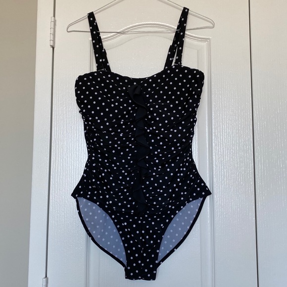 Black and White Polka Dot One Piece - Picture 1 of 3